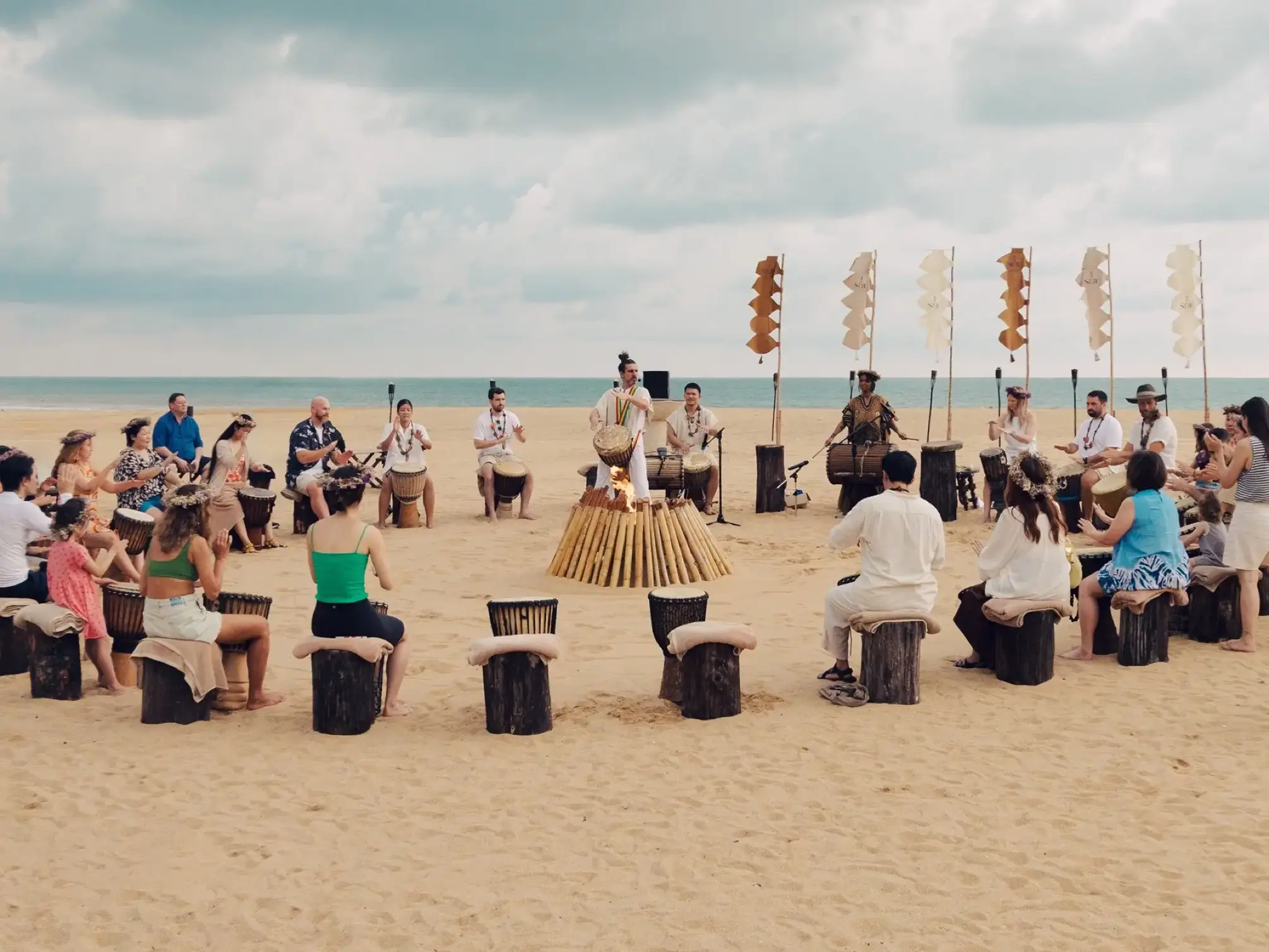 Drum circle & bonfire by pordee studio