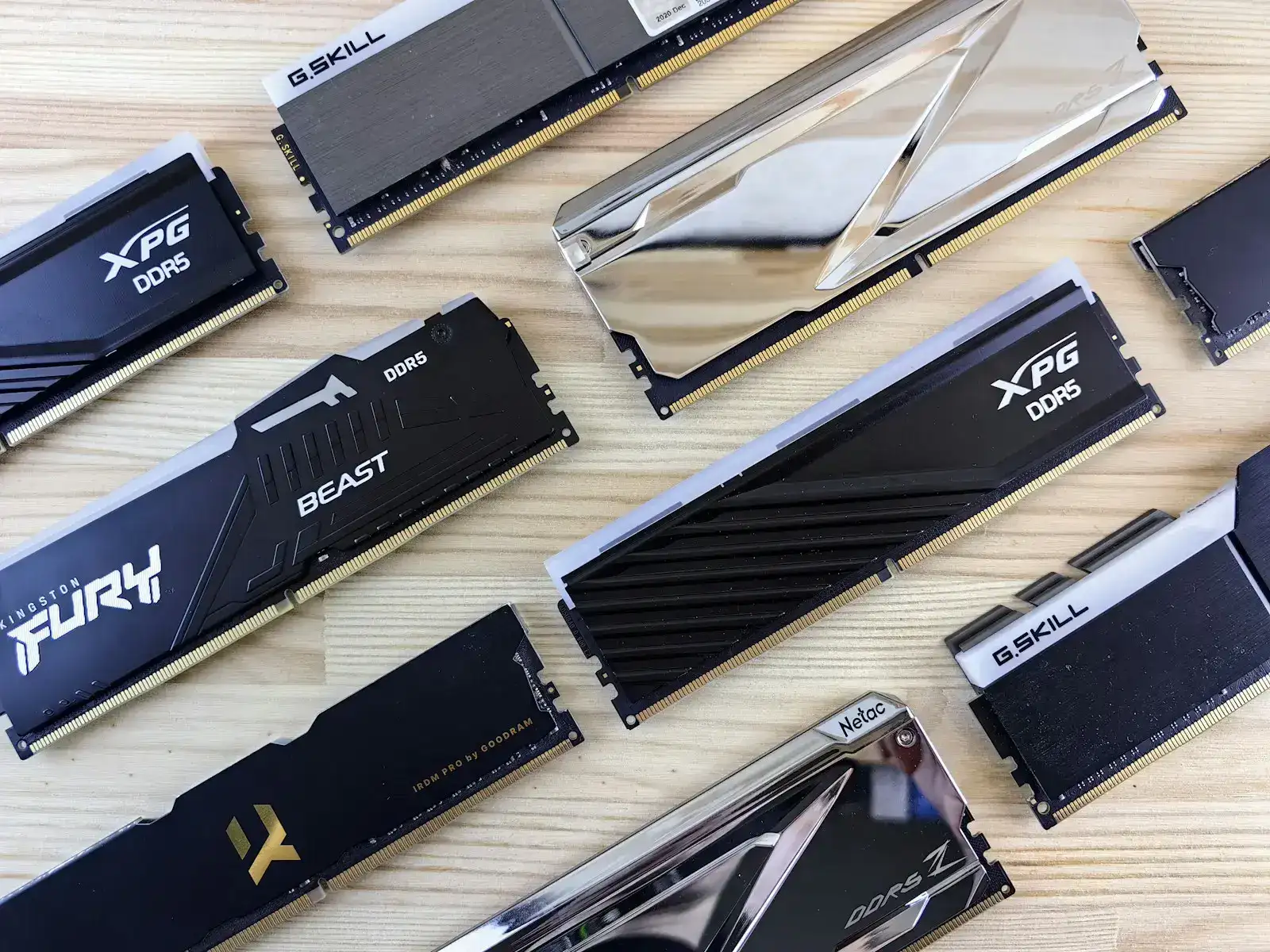a bunch of different types of memory cards on a table