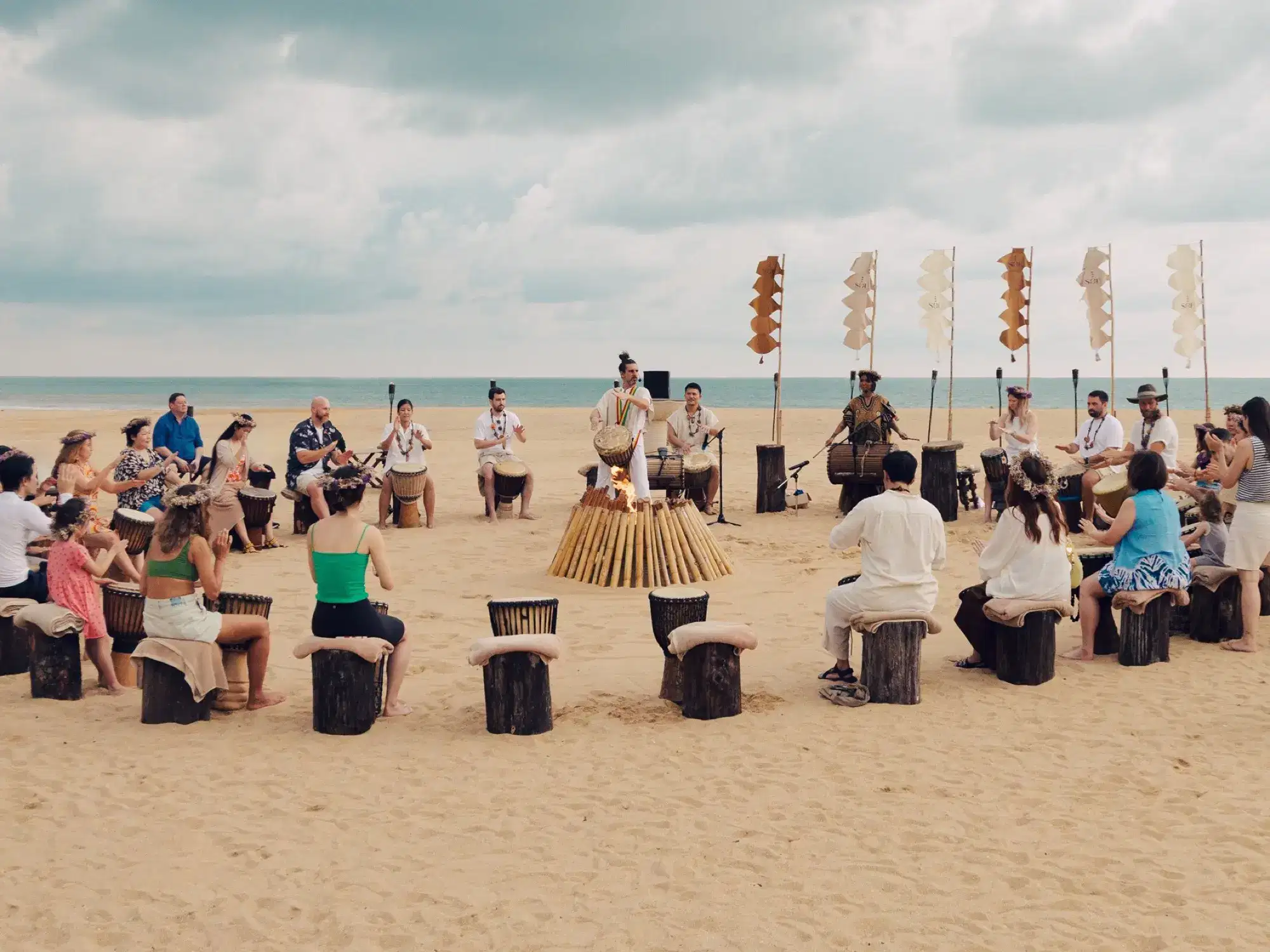 Drum circle & bonfire by pordee studio