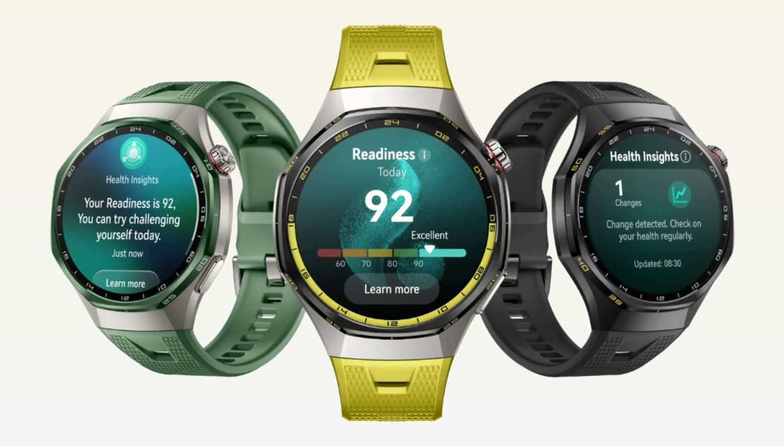 HUAWEI WATCH GT 7 Series สามสี เขียว เหลือง และดำ แสดง Health Insights