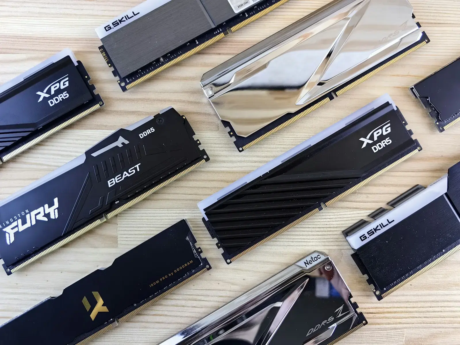a bunch of different types of memory cards on a table