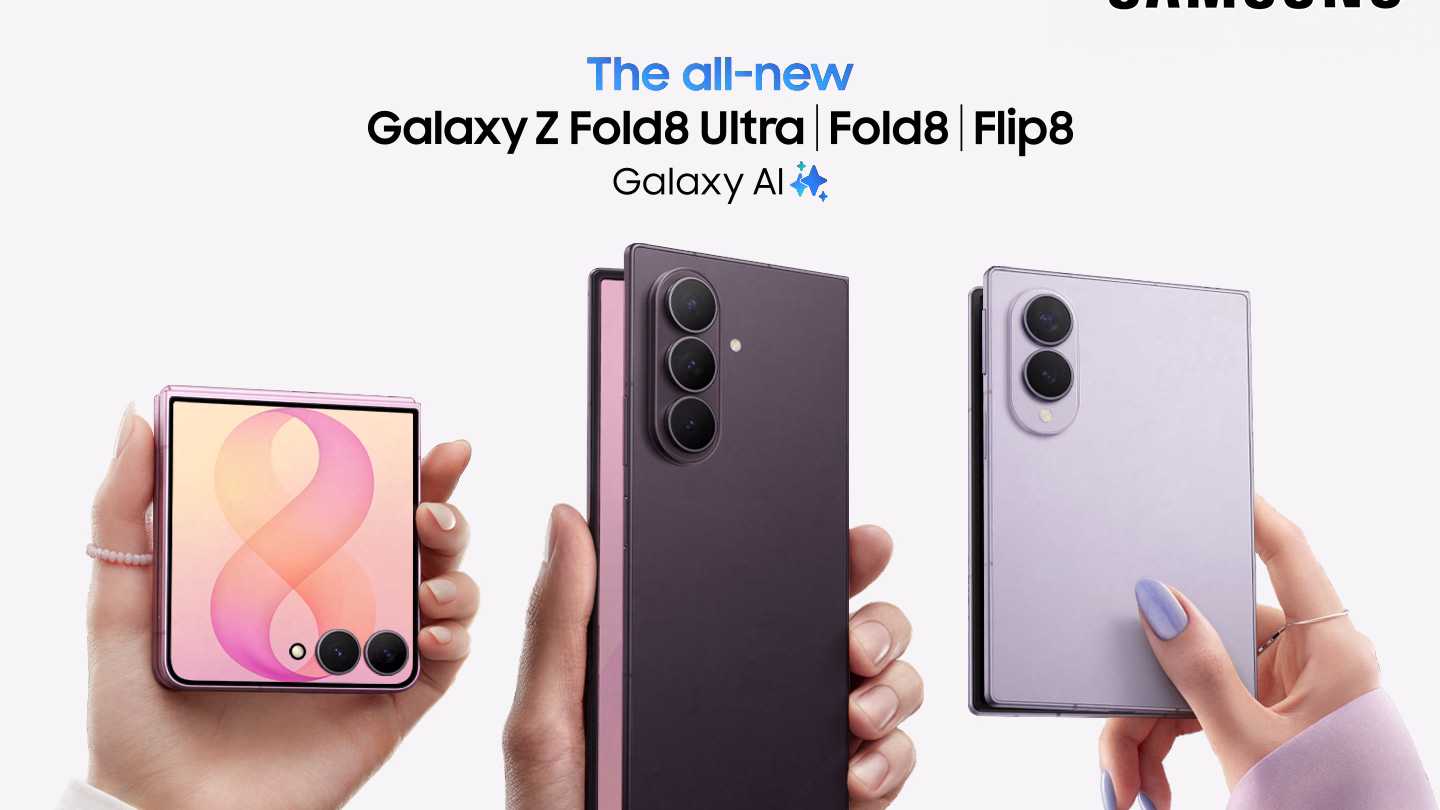 Samsung Galaxy Z Fold8 Ultra, Fold8, Flip8 family shot