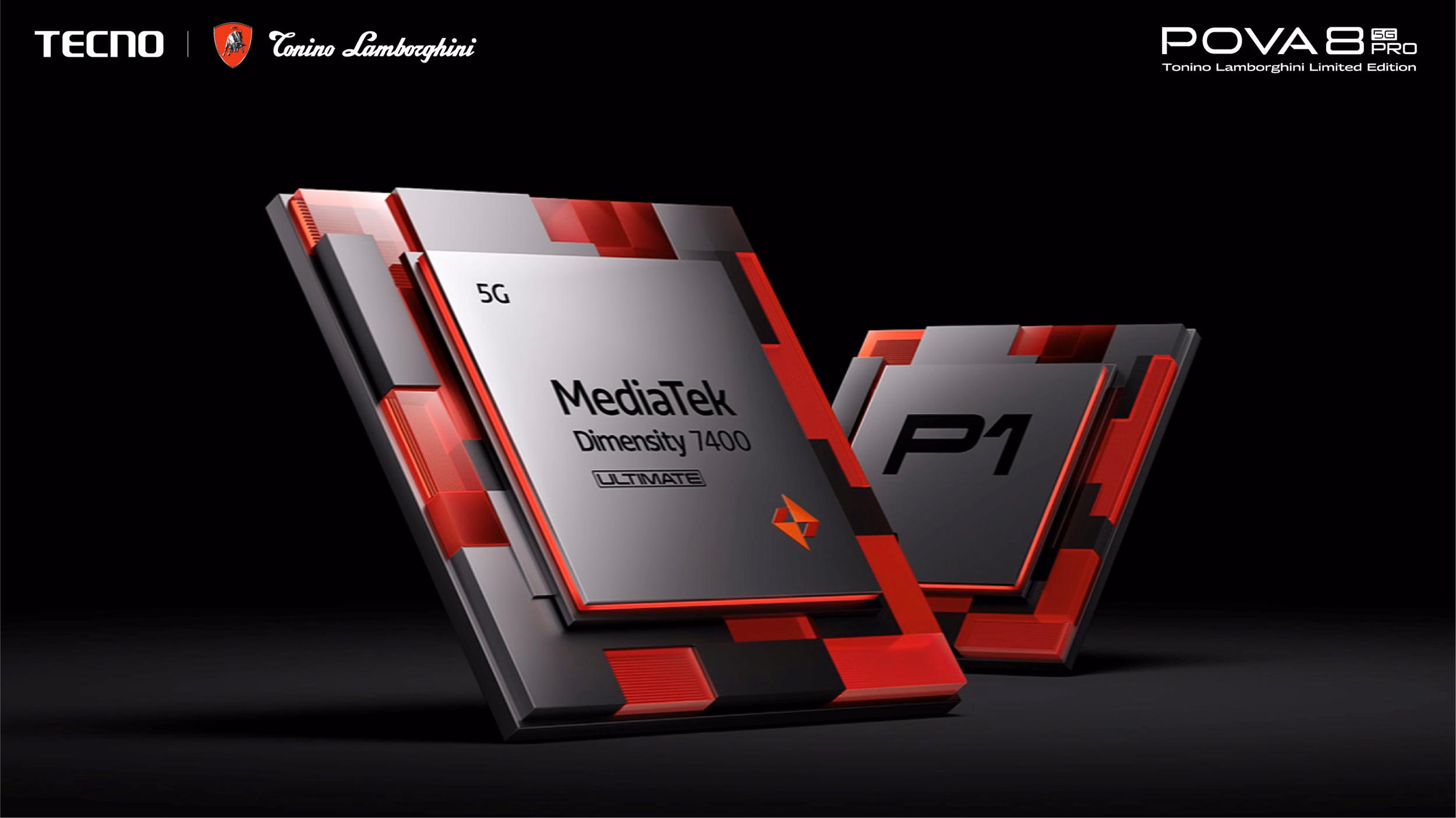 ชิป MediaTek Dimensity 7400 Ultimate 5G พร้อม P1 Graphic Chip ใน TECNO POVA 8 Pro 5G Tonino Lamborghini Limited Edition