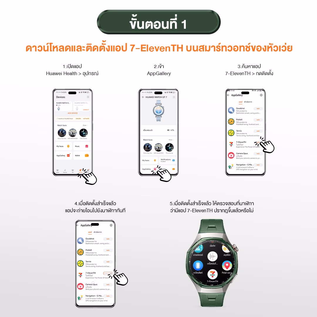 HUAWEI WATCH GT 7 Series ใช้งานสแกนจ่ายที่ร้านสะดวกซื้อ
